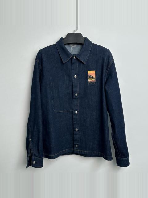 Dior Dior Logo Letter Landscape Embroidery Denim Long Sleeve Shirt