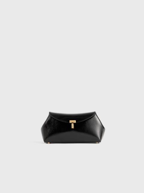 TOTEME Mini T-lock naplack clutch black