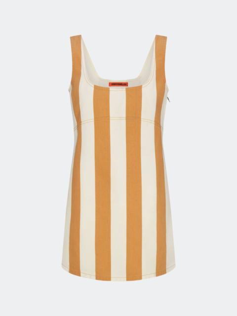 SIMONMILLER Sahara Striped Denim Dress in Tan Stripe