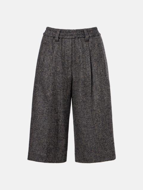 Herringbone wool-blend shorts