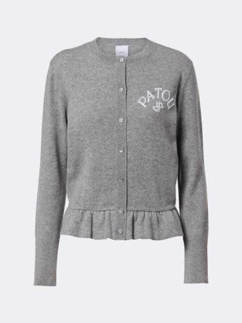 PATOU Jacquard logo wool and cashmere cardigan