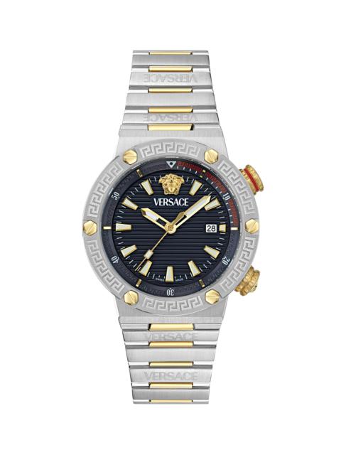 VERSACE Men's Greca Logo Diver Stainless Steel Bracelet Watch/43MM - Two Tone Black