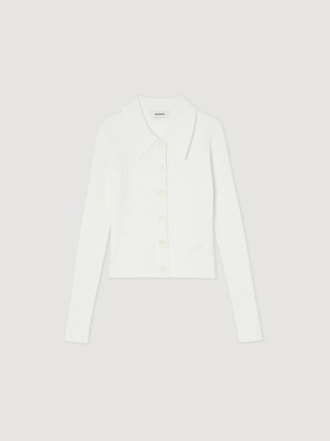 Sandro Cropped ribbed cardigan
