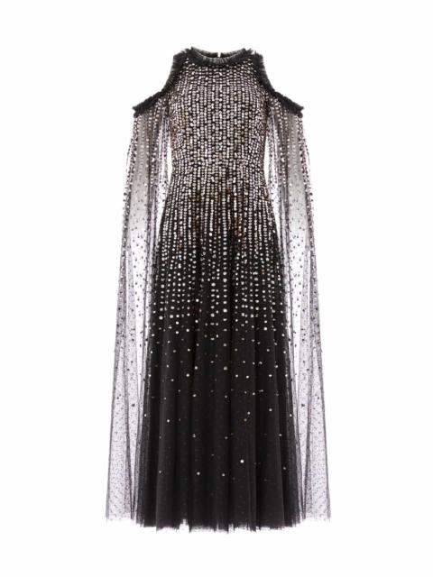Needle & Thread Moonlight Sequin Cape Sleeve Ankle Gown