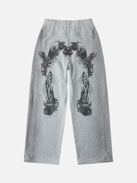 EVISU Feather Wing Daicock Print Slogan Embroidered Balloon Fit Sweatpants