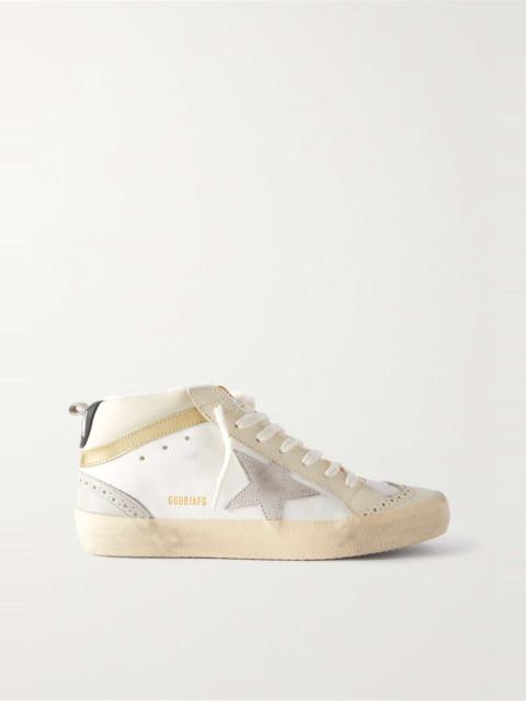 Mid Star distressed suede-trimmed leather sneakers