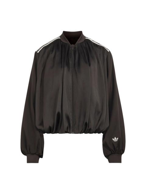 adidas (WMNS) adidas Satin Pleated Track Top Asia Sizing 'Night Brown' LG3947