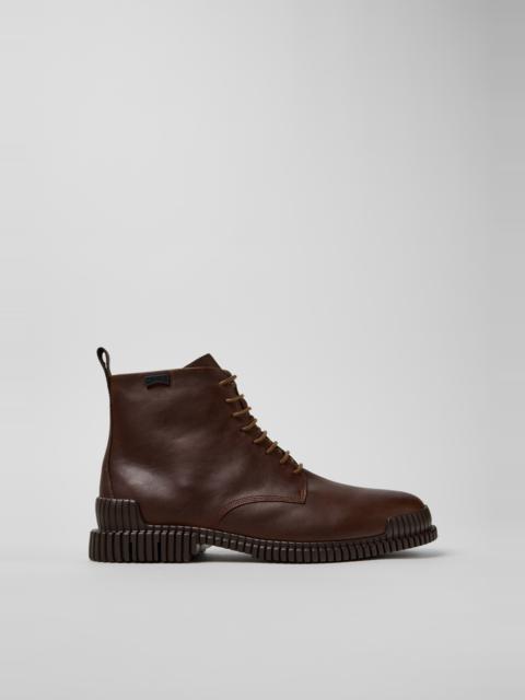 CAMPER Pix Brown Leather Ankle Boots for Men.