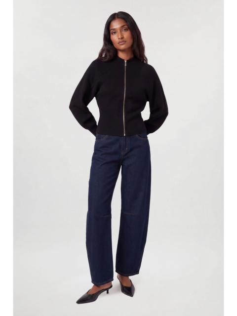 KAREN MILLEN Wool Look Rib Detail Long Sleeve Knitted Bomber