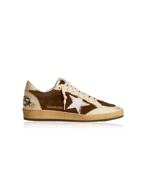 Golden Goose Ballstar Flocked-Detailed Suede Sneakers brown
