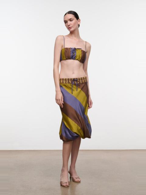 STAUD STAUD ODETTE SILK SKIRT SIENNA STRIPE CIGAR STRIPE