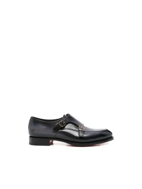 Santoni buckle-strap leather monk shoes