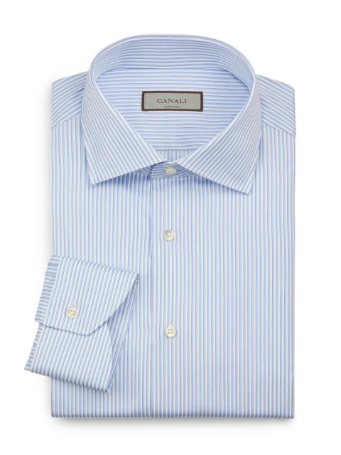 Canali Men's Striped Cotton Dress Shirt - Blue White