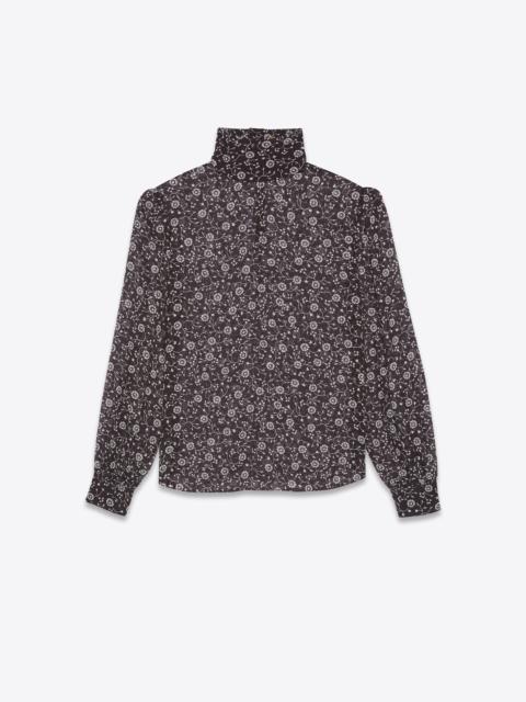 SAINT LAURENT sheer blouse in floral silk georgette