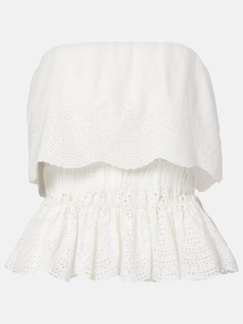 POSSE Beryl broderie anglaise peplum cotton top