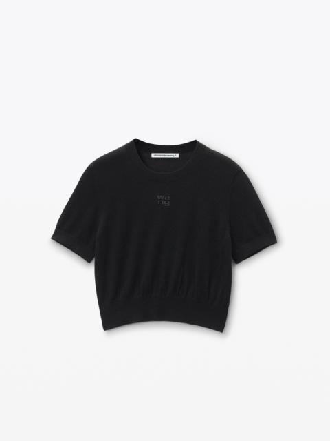 Alexander Wang Logo-Embossed Tee in Superfine Merino Wool