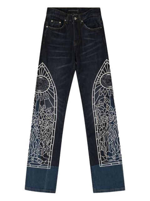 WHO DECIDES WAR embroidered jeans