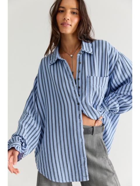 FREE PEOPLE We The Free Off-Duty Double Cloth Striped Button Down