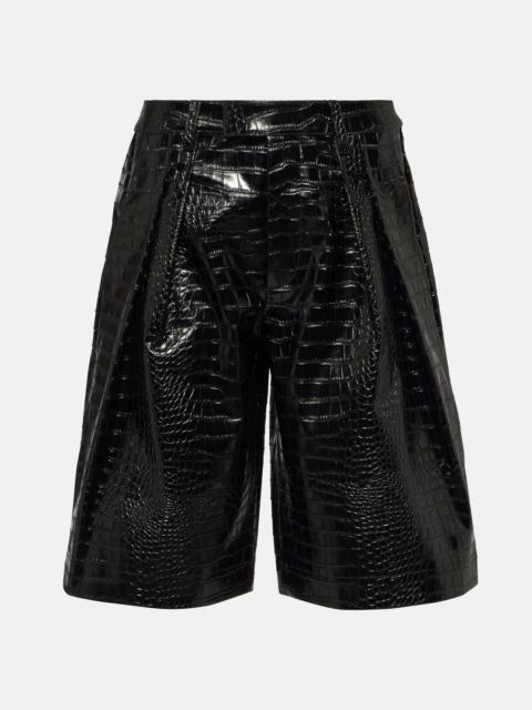 The Frankie Shop Jerkins croc-effect faux leather Bermuda shorts