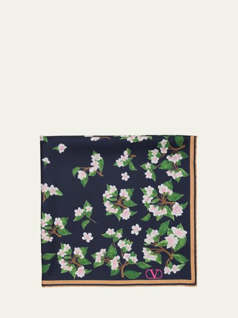 Valentino Floral-Print Silk Scarf