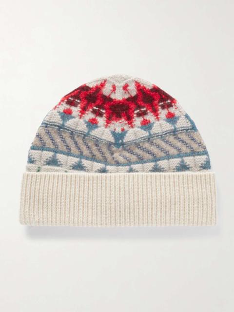 Noel ribbed jacquard-knit cashmere beanie