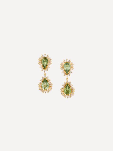 SUZANNE KALAN 14ct Gold One-of-a-Kind Green Sapphire Doublet Drop Earrings