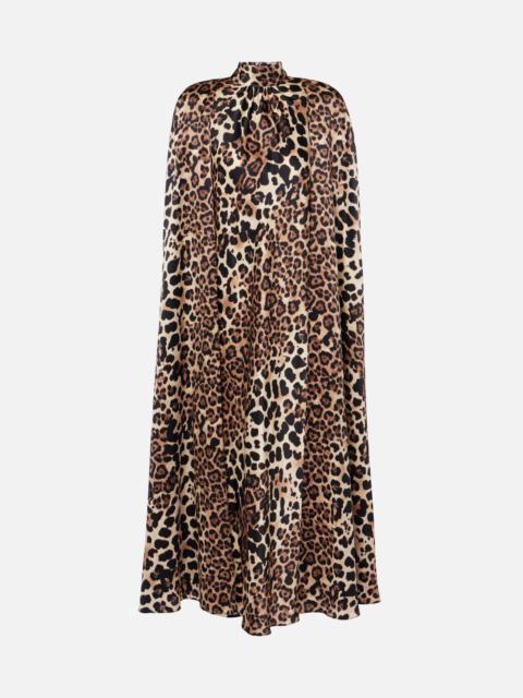RODARTE Leopard-print caped silk charmeuse gown