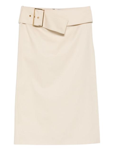 ROWEN ROSE buckle midi skirt