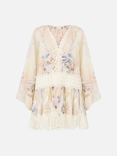 CAMILLA RELAXED SHORT DRESS WITH DROPPED WAIST LACED WITH LOVE