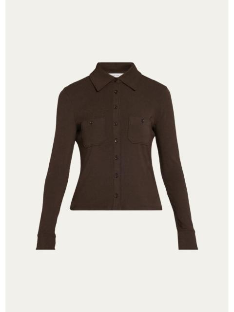 FRAME The Pocket Rib-Knit Polo Shirt
