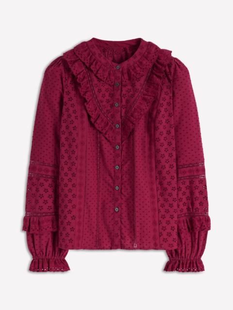 BODEN Broderie Ruffle Top-Ruby Red
