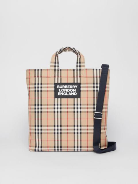 Burberry Logo Appliqué Vintage Check Cotton Blend Tote