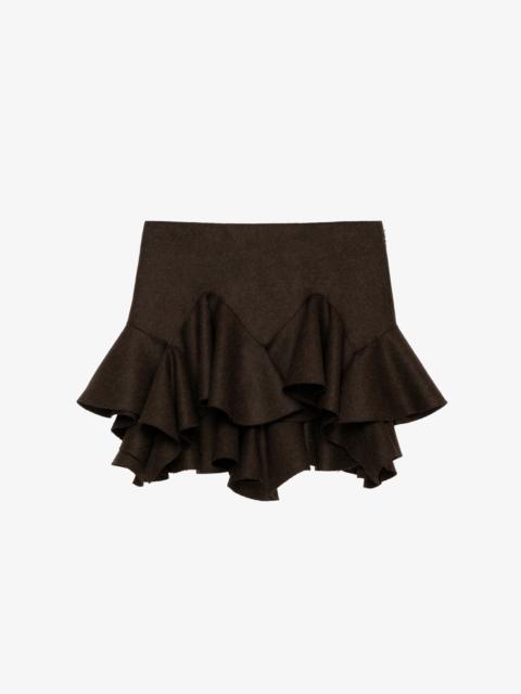 MINI-SKIRT IN FELTED WOOL WITH FLOUNCES