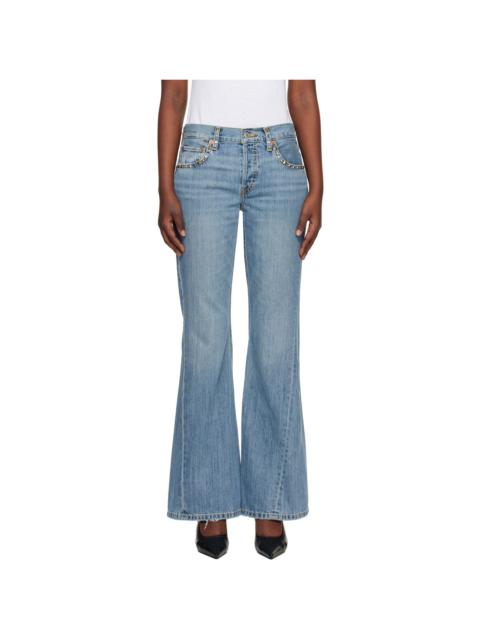 RE/DONE Blue Twisted Mid Rise Bootcut Jeans