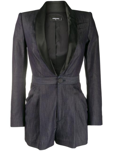 DSQUARED2 satin lapel denim playsuit