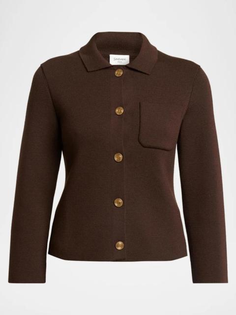 SAINT LAURENT Wool Polo Cardigan