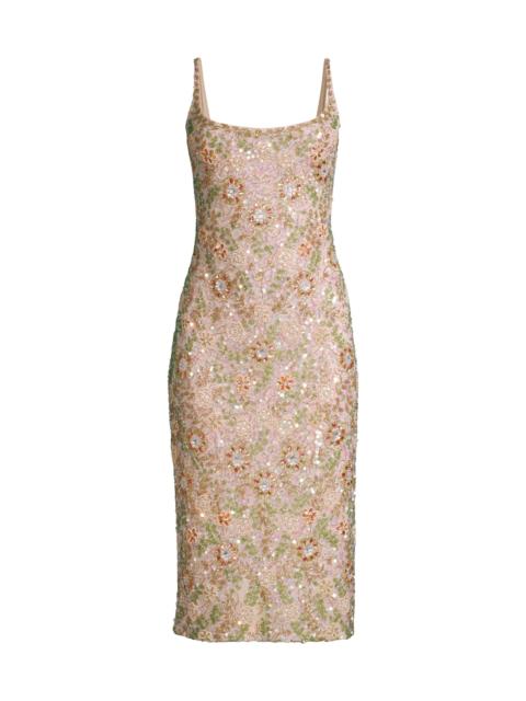 MAC DUGGAL Women's Floral Beaded Cocktail Sheath Dress - Beige Multi