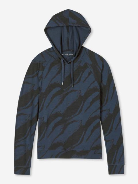 Derek Rose Women's Pullover Hoodie London 8 Micro Modal Stretch Navy