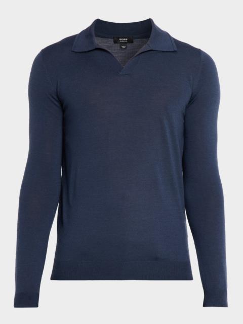 REISS Men's Milburn Merino Wool Johnny Collar Polo Shirt