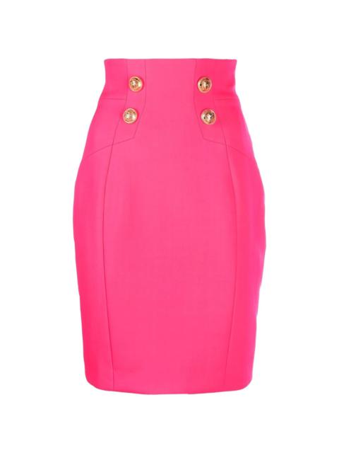Balmain logo-button pencil skirt