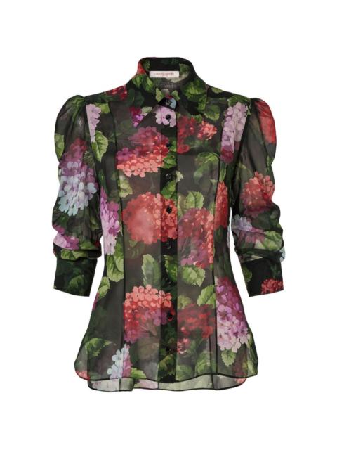 CAROLINA HERRERA hydrangea-print chiffon blouse