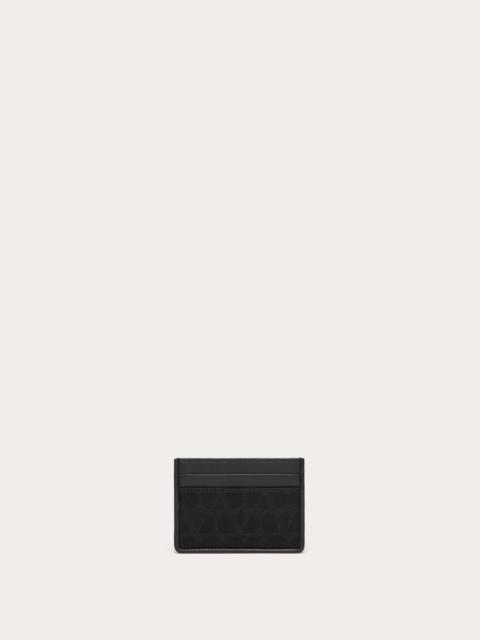 Valentino TOILE ICONOGRAPHE CARD HOLDER IN TECHNICAL FABRIC WITH LEATHER DETAILS