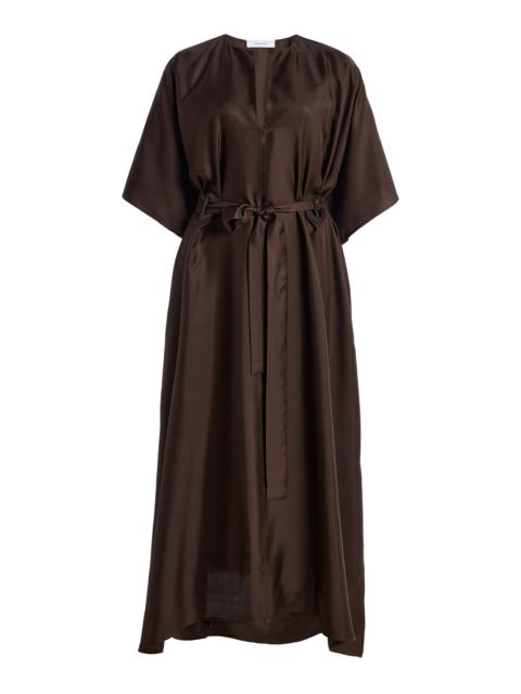 FERRAGAMO Belted Silk Midi Dress
