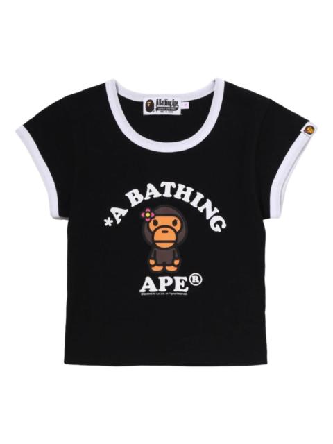 A BATHING APE® (WMNS) A Bathing Ape Baby Lisa College Cropped T-Shirt 'Black' 2M20-209-301-BLK