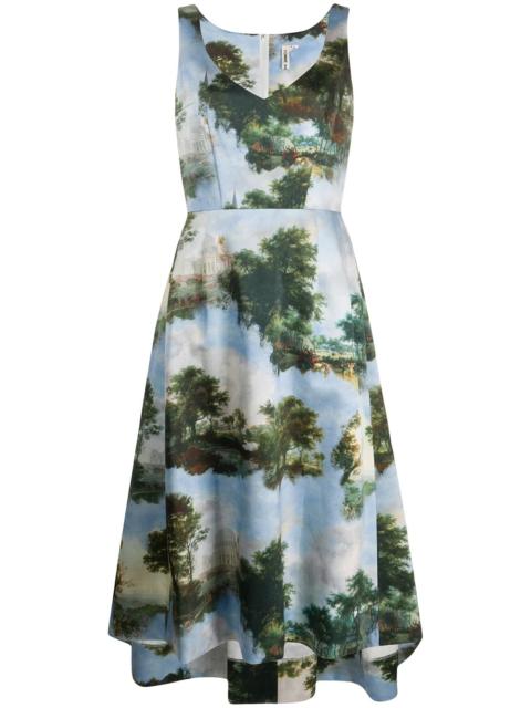 Comme Des Garçons landscape print A-line dress