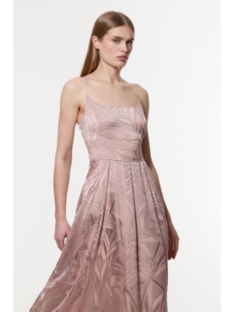 KAREN MILLEN Amelia Graham Burnout Split Woven Prom Strappy Maxi Dress