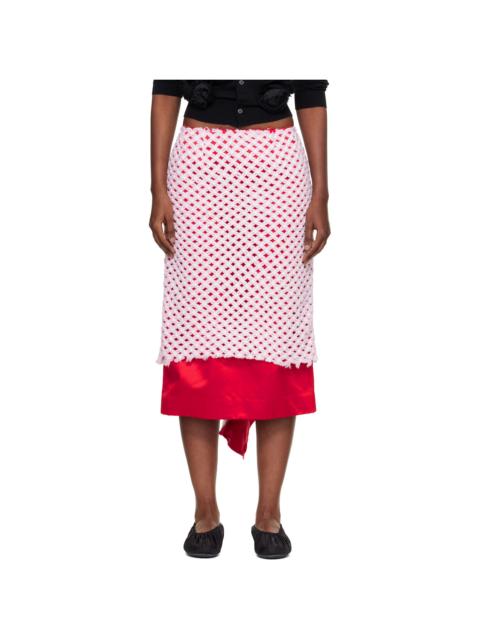 Comme Des Garçons Red & Pink Tulle Braided Mesh Midi Skirt