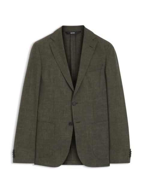BOSS SLIM-FIT JACKET IN VIRGIN WOOL AND LINEN