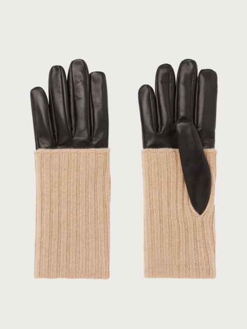 FERRAGAMO Cashmere and leather gloves