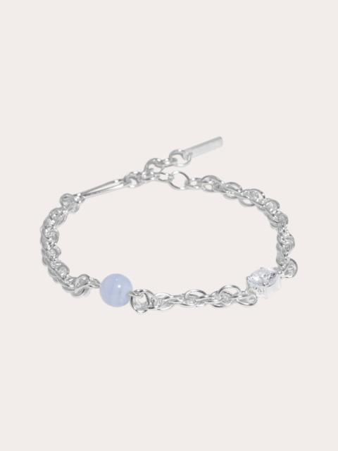 Completedworks Sterling Silver Blue Lace Agate and Cubic Zirconia Bracelet